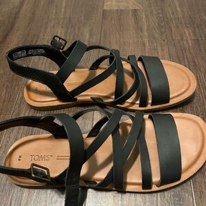 Toms Black and Tan Strappy Sandals